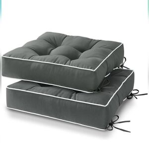 HARBOREST Outdoor Chair Cushions Set of 2 - Grey 17"x17"x5" Tufted Patio Cushion